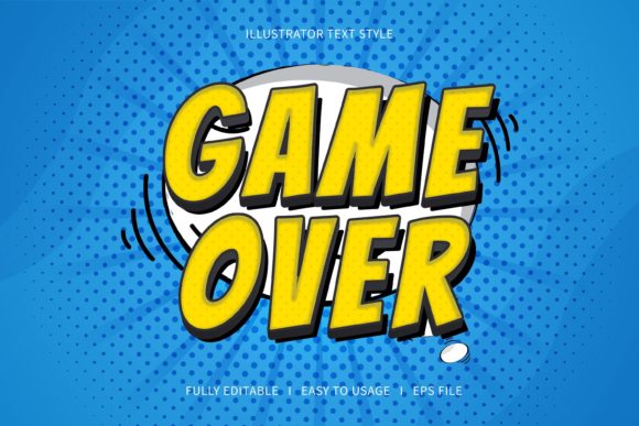Game Over Text Effect: A Bold Blue Vector for Dynamic Designs