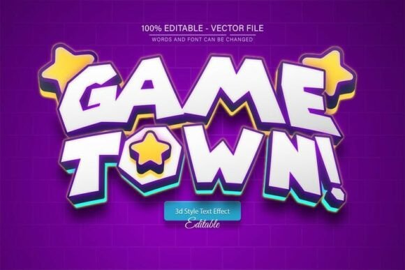 Game Town Cartoon 3D Text Effect: A Fully Editable Vector Asset