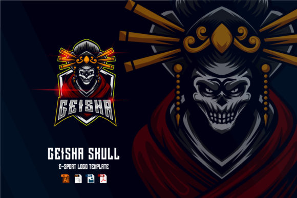 Geisha Skull E-Sport Game Logo Design: A Bold Branding Asset