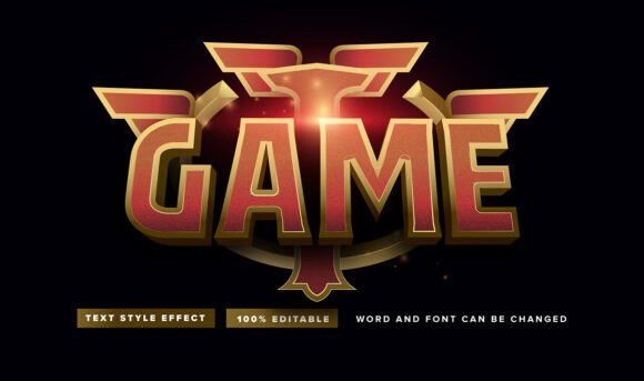 Gold Red Game Text Effect: Editable Vector Style