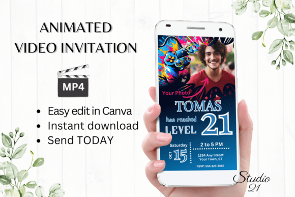 Level Up Your Celebration: The Gamer 21 Digital Invitation