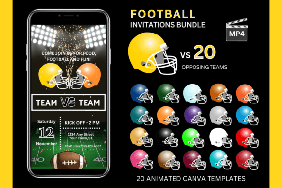 Yellow Team Bundle: Dynamic Football Game Invitations